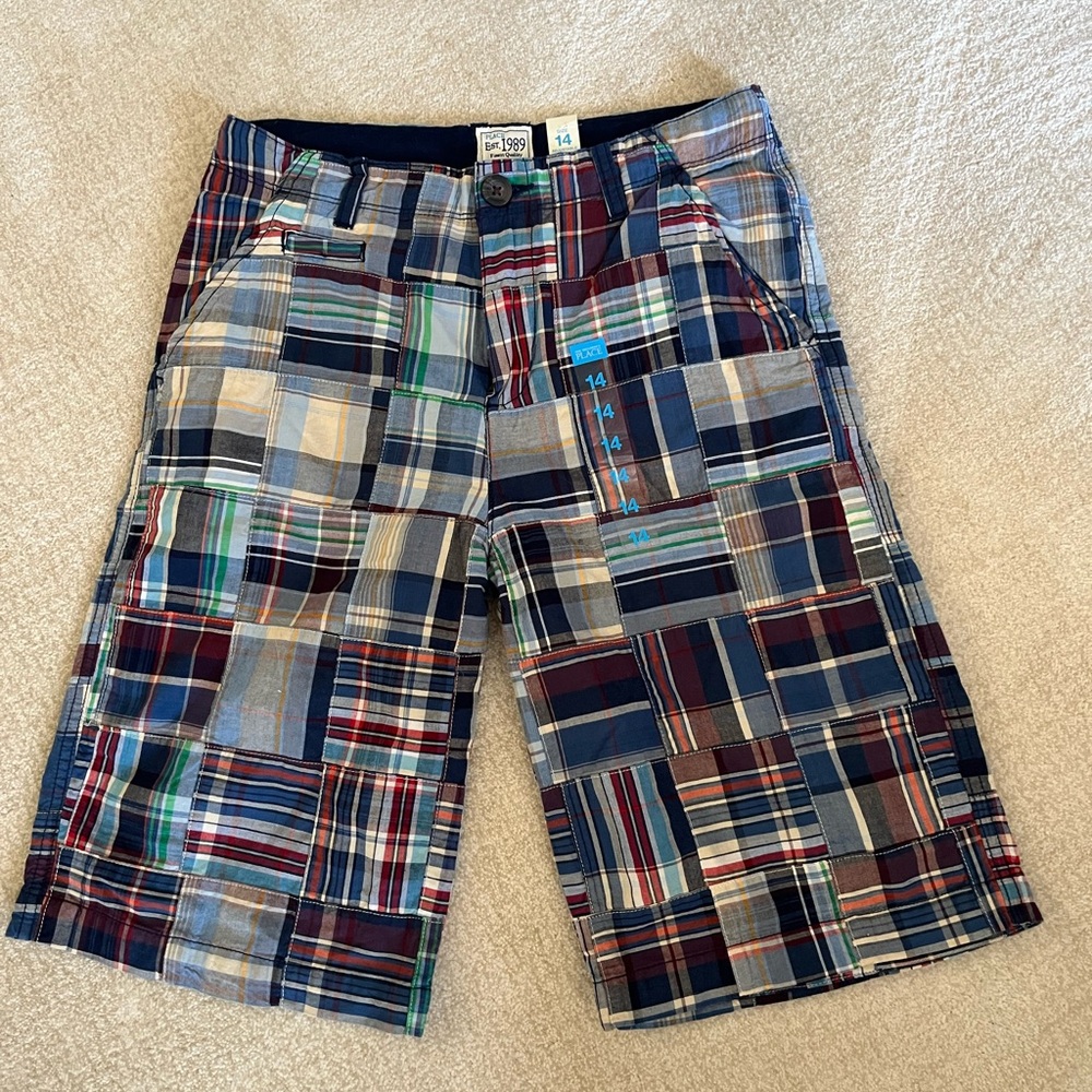 GAP boys madras plaid shorts 14